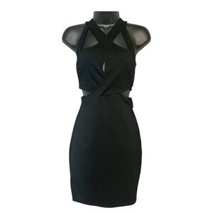 Guess Zuri Cut Out Bodycon Dress Black Sleeveless Party Club Mini Womens